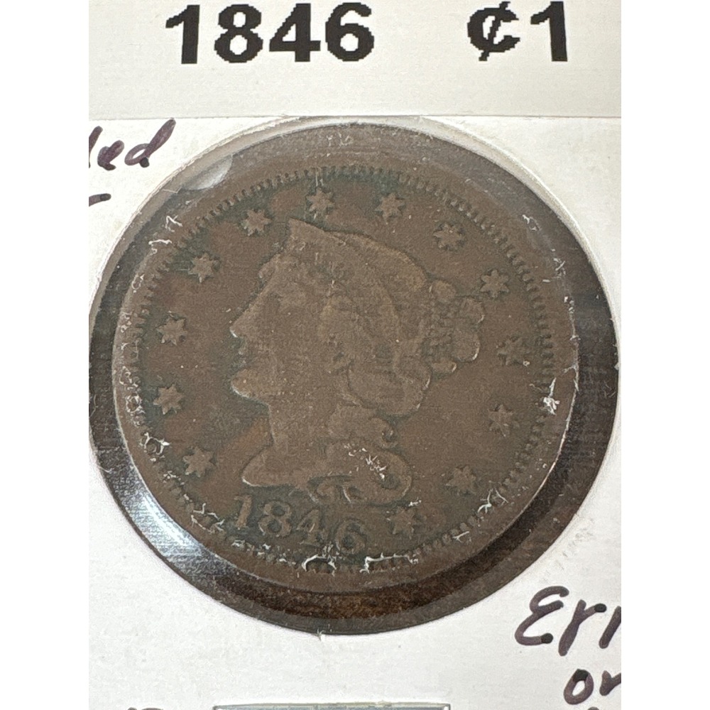 1846 Braided Hair Large Cent United States Copper One Cent Coin US Liberty